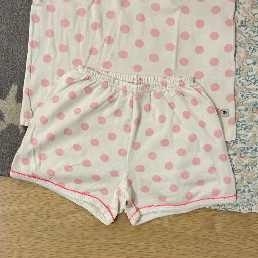 Petit Bateau White Pink Dot Short Pyjama with Pink Trim and Floral Nightgown - Picture 5 of 6